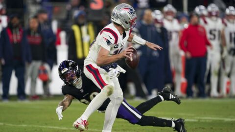 New England Patriots quarterback Drake Maye