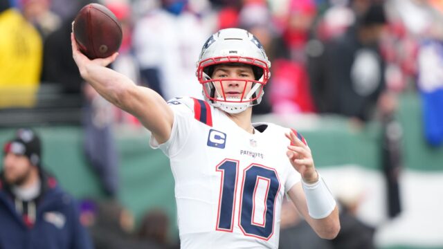 New England Patriots quarterback Drake Maye