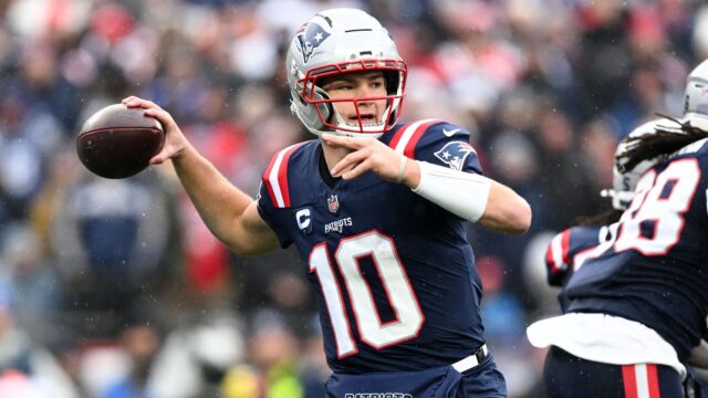 New England Patriots quarterback Drake Maye