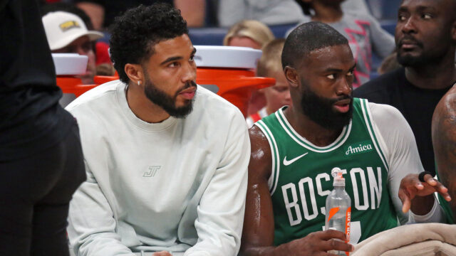 Boston Celtics forwards Jayson Tatum and Jaylen Brown