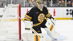 Boston Bruins goalie Jeremy Swayman