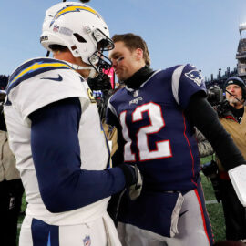 Indianapolis Colts quarterback Philip Rivers and former New England Patriots quarterback Tom Brady