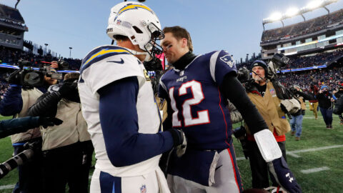 Indianapolis Colts quarterback Philip Rivers and former New England Patriots quarterback Tom Brady