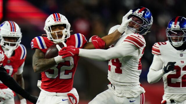 New England Patriots running back TreVeyon Henderson