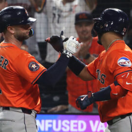 Houston Astros first baseman Christian Walker and third baseman Isaac Paredes