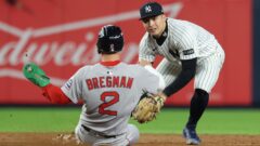 Boston Red Sox third baseman Alex Bregman and New York Yankees shortstop Anthony Volpe