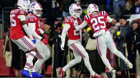 New England Patriots cornerbacks Charles Woods and Marcus Jones