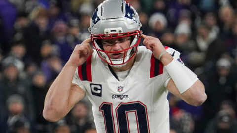 New England Patriots quarterback Drake Maye