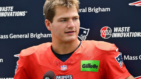 New England Patriots quarterback Drake Maye