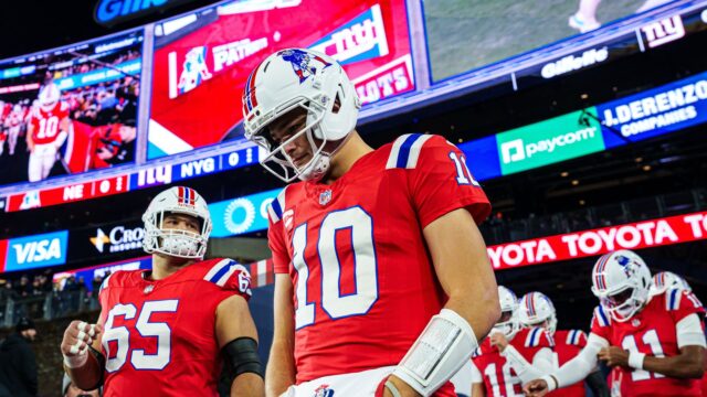 New England Patriots quarterback Drake Maye