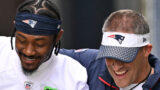 New England Patriots wide receiver Stefon Diggs with offensive coordinator Josh McDaniels