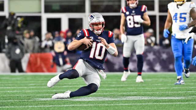 New England Patriots quarterback Drake Maye