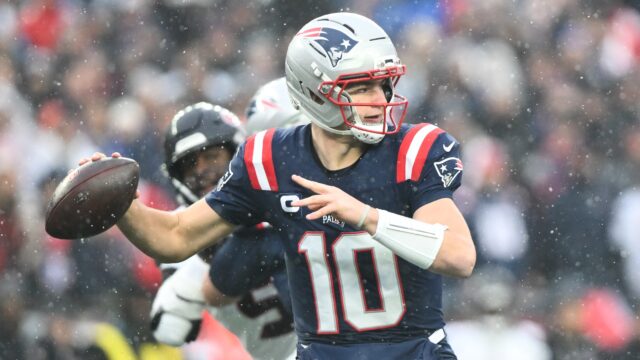 New England Patriots quarterback Drake Maye