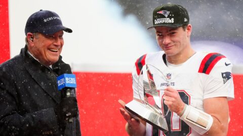 New England Patriots quarterback Drake Maye