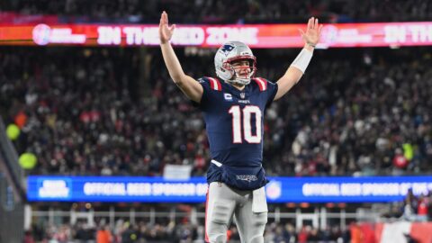 New England Patriots quarterback Drake Maye