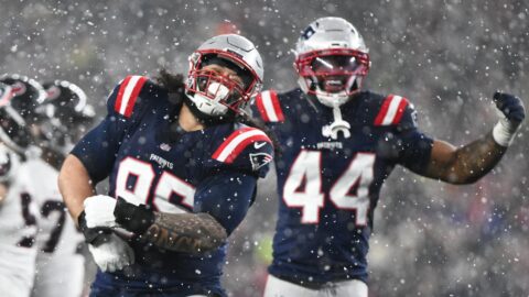 New England Patriots defensive lineman Khyiris Tonga and linebacker K