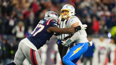 New England Patriots defensive lineman Milton Williams and Los Angeles Chargers quarterback Justin Herbert