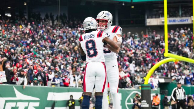 New England Patriots wide receiver Stefon Diggs and tight end Hunter Henry