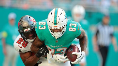 Miami Dolphins tight end Darren Waller and Tampa Bay Buccaneers safety Christian Izien