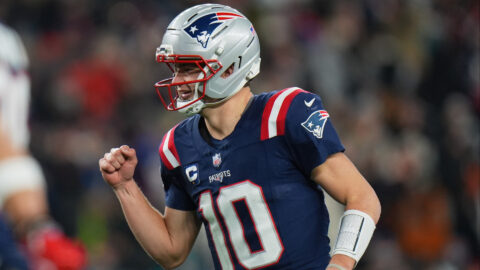 New England Patriots quarterback Drake Maye