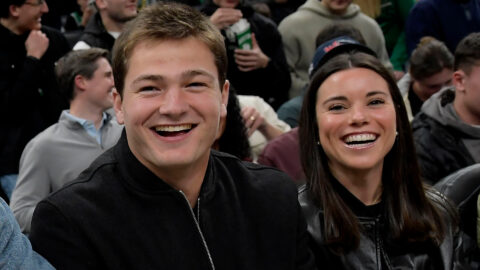 New England Patriots quarterback Drake Maye and his wife Ann Michael Maye