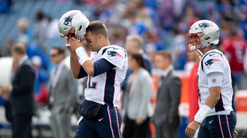Former New England Patriots quarterbacks Tom Brady and Jarrett Stidham
