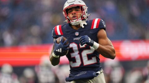 New England Patriots running back TreVeyon Henderson