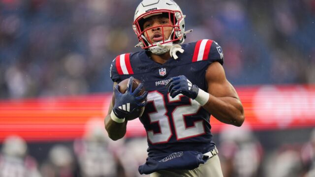 New England Patriots running back TreVeyon Henderson