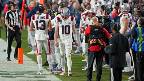 New England Patriots quarterback Drake Maye