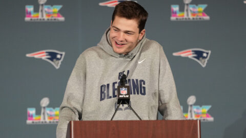 New England Patriots quarterback Drake Maye
