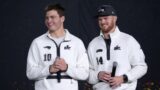 New England Patriots quarterback Drake Maye and Seattle Seahawks quarterback Sam Darnold