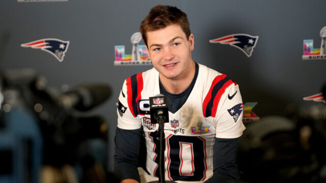 New England Patriots quarterback Drake Maye