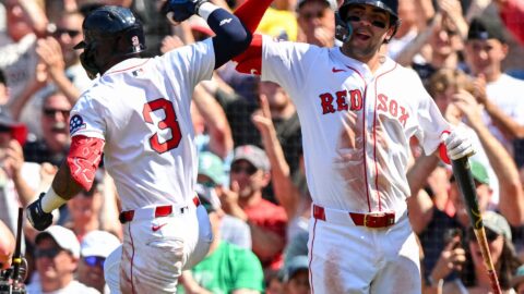 Boston Red Sox outfielder Ceddanne Rafaela and infielder Marcelo Mayer