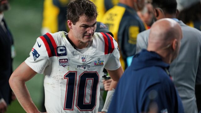 New England Patriots quarterback Drake Maye