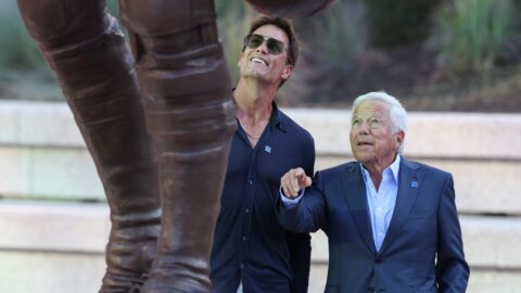 Retired New England Patriots quarterback Tom Brady and team owner Robert Kraft